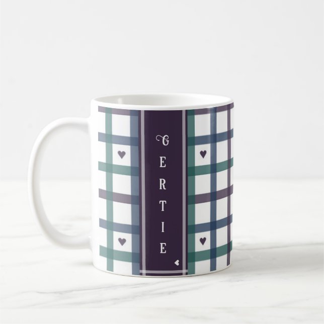 Lila-Herz-Gingham Kaffeetasse (Links)