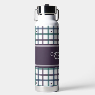 Lila-Herz-Gingham Trinkflasche