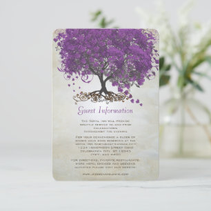 Lila Herz-Leaf Tree Hochzeitskarte Begleitkarte