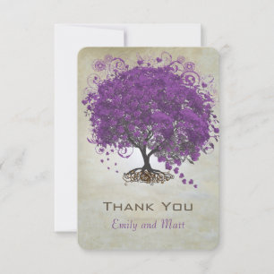Lila Herz Leaf Tree Wedding Einladungen