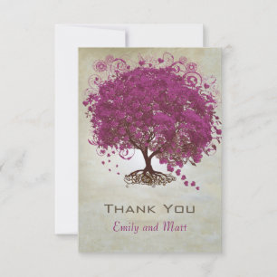 Lila Herz Leaf Tree Wedding Vielen Dank Dankeskarte