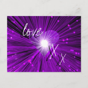 Lila Herz "Liebe & Kisses" Postkarte