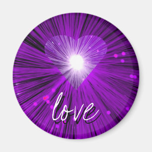 Lila Herz "Liebe" runder Kühlschrankmagnet Magnet