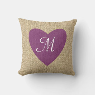 Lila Herz-Monogramm-Kissen mit individueller Bestü Kissen