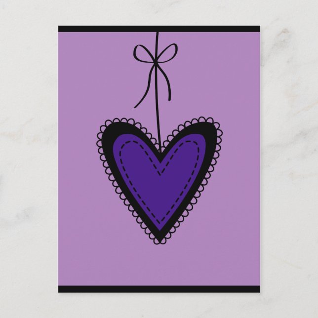 lila Herz Postkarte (Vorderseite)