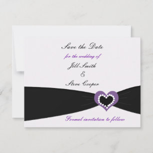 Lila Herz Schwarze Schleife Save the Date