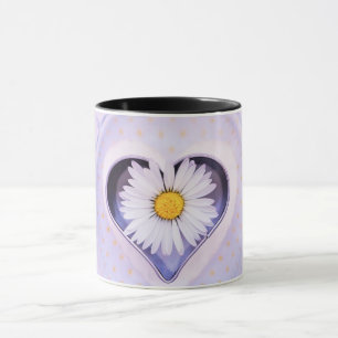 Lila Herz & White Daisy Blume - Elegante Blumen Tasse