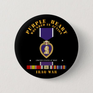 Lila Herz - WIA w IRAQ SVC w Lila Heart Ribbo Button