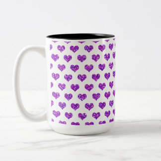 Lila Herz Zweifarbige Tasse