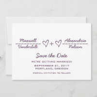 Lila Herzäquation Save the Date einladen