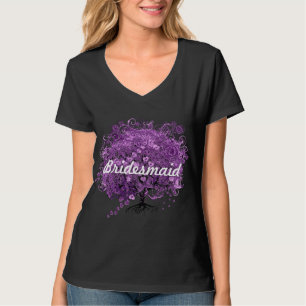 Lila Herzblatt-Baum Hochzeit Braut Tunika Kleid T-Shirt