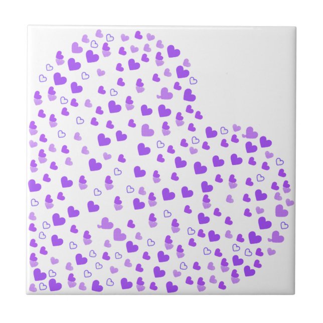 Lila Herzcluster Fliese (Vorderseite)