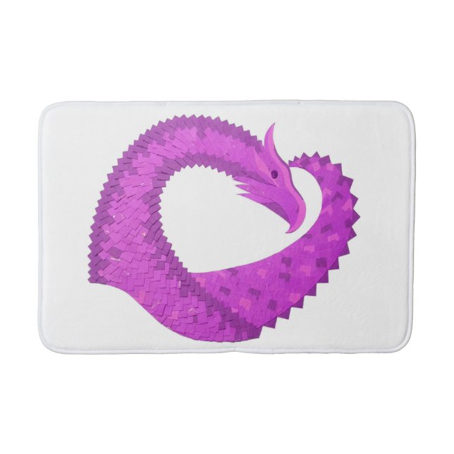 Lila Herzdrache in Weiß Badematte (Vorderseite)