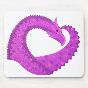 Lila Herzdrache in Weiß Mousepad