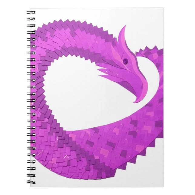 Lila Herzdrache in Weiß Notizblock (Vorderseite)