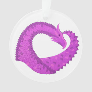 Lila Herzdrache in Weiß Ornament