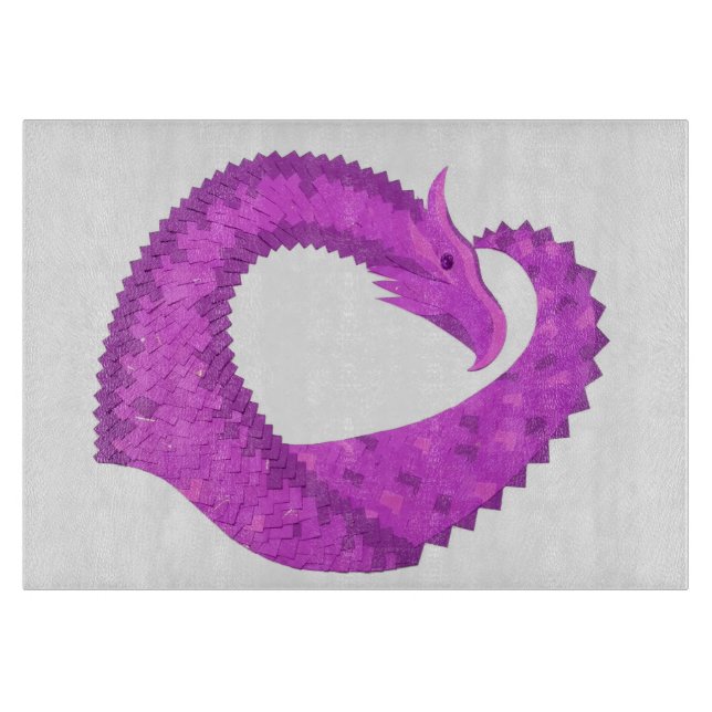 Lila Herzdrache in Weiß Schneidebrett (Vorderseite)
