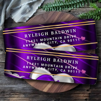 Lila Herzen Elegantes Rücksendeadresse-Label