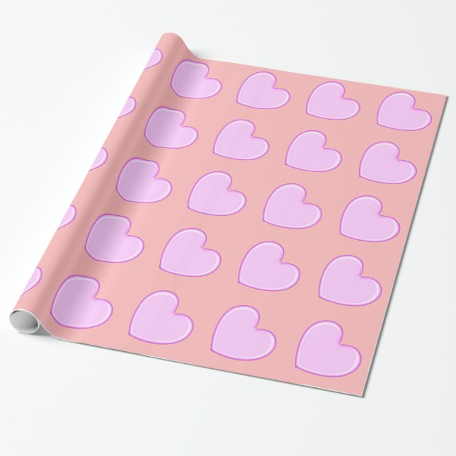 Lila Herzen Geschenkpapier (Ungerollt)
