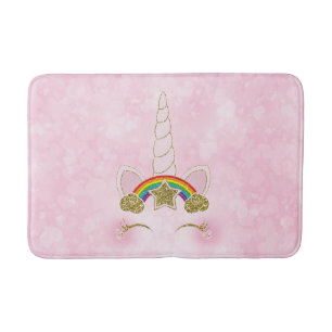 Lila Herzen Gold Regenbogen Stern Einhornhorn Gesi Badematte