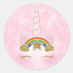 Lila Herzen Gold Regenbogen Stern Einhornhorn Gesi Runder Aufkleber