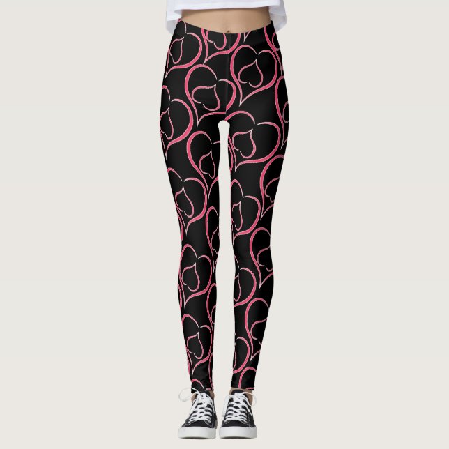 Lila Herzen Leggings (Vorderseite)