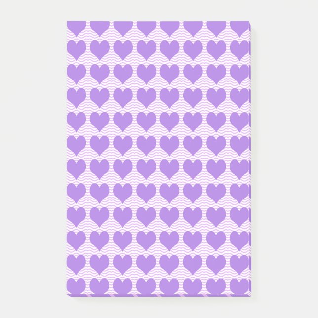 Lila Herzen Post-it Klebezettel (Vorderseite)