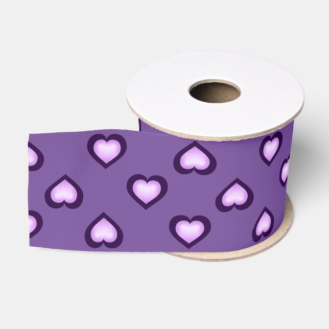 Lila Herzen Ripsband (Spule)
