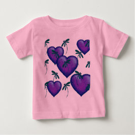 Lila Herzen und Libellen Baby T-shirt