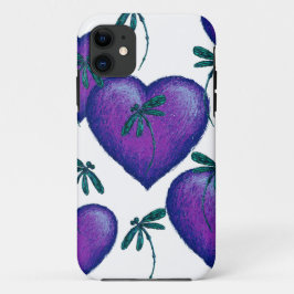 Lila Herzen und Libellen Case-Mate iPhone Hülle