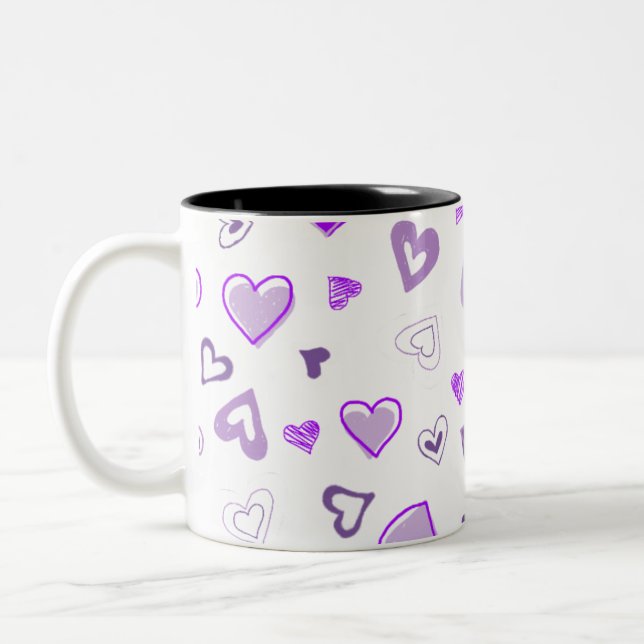 Lila Herzen Zweifarbige Tasse (Links)