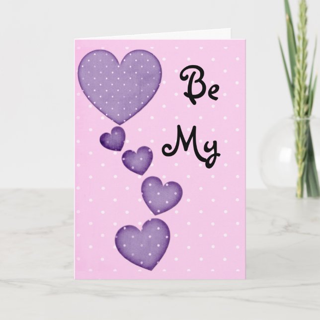 Lila Herzfallen sind meine Valentinkarte. Feiertagskarte (Vorderseite)