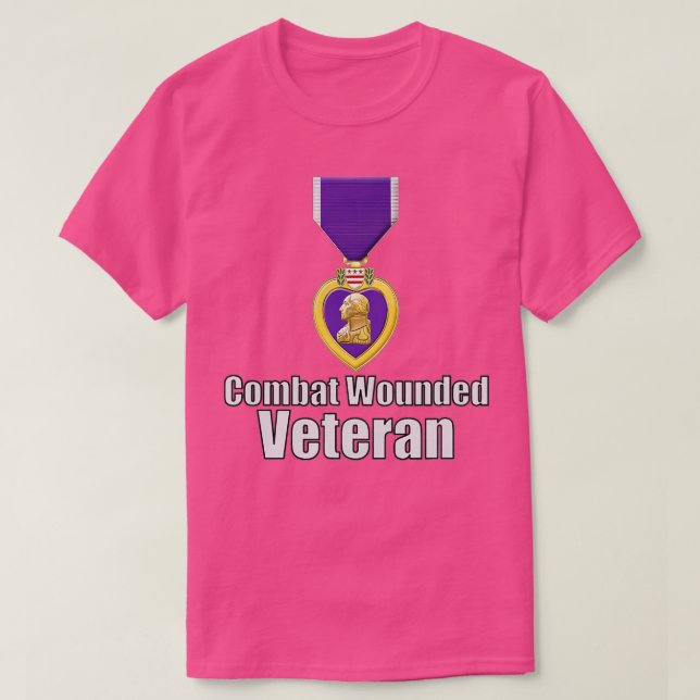 Lila Herzkampf Verwundete Veteran T-Shirt (Design vorne)