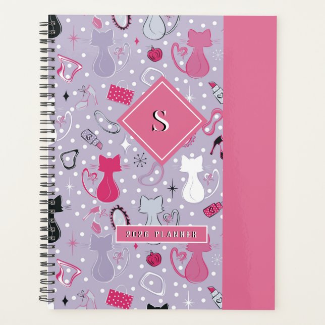 Lila Herzkatzen des mittleren Jahrhunderts Planer (Vorderseite)