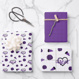 Lila Herzklopfe, Pom Poms, Megaphonmuster Geschenkpapier Set