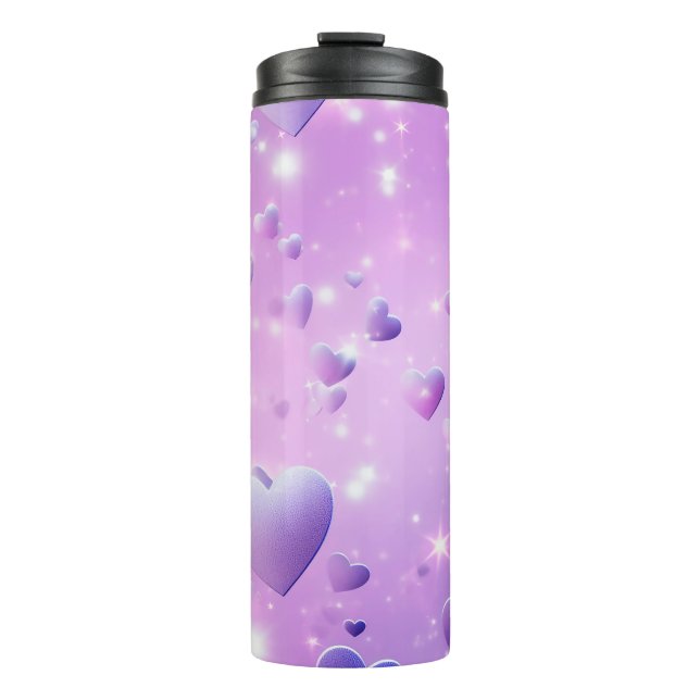 Lila Herzkranzwärmer Thermosbecher (Vorderseite)