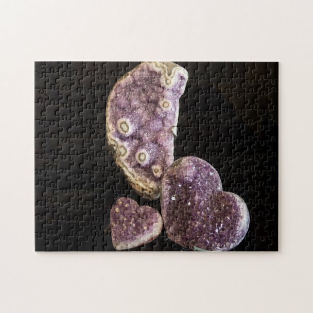 Lila Herzkristalle - Amethyst Gemstones Puzzle (Horizontal)
