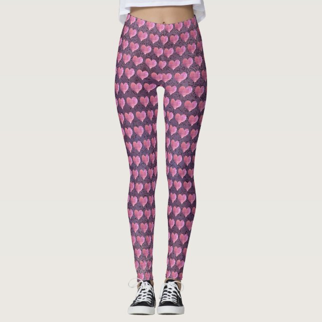 Lila Herzleidenschaft Leggings (Vorderseite)