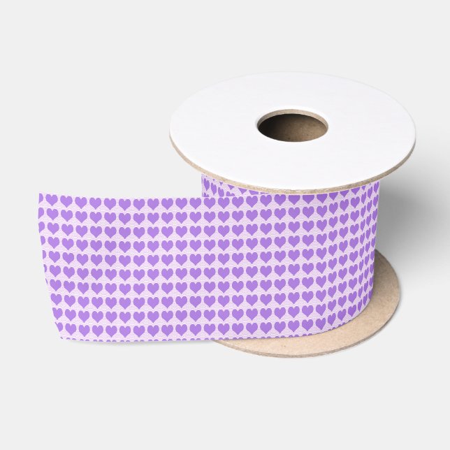 Lila Herzmuster Satinband (Spule)
