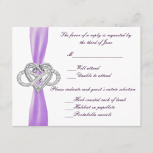 Lila Herzreaktionskarte RSVP Karte