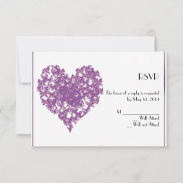 Lila Herzreaktionskarte RSVP Karte