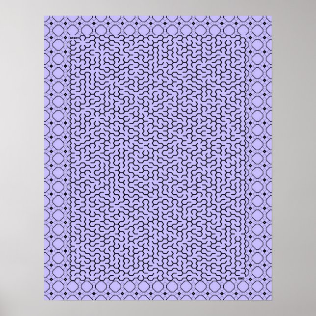 Lila Hexagon Maze Poster (Vorne)