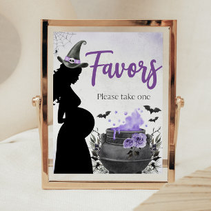Lila Hexenbaby Braut Baby Shower Favor Schild