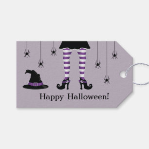 Lila Hexenbeine Und Spinnen Frohes Halloween Text Geschenkanhänger