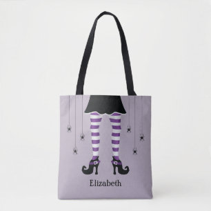Lila Hexenbeine und Spinnen mit Namen Halloween