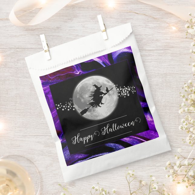 Lila Hexensche Silhouette Halloween Geschenktütchen (Ausgeschnitten)