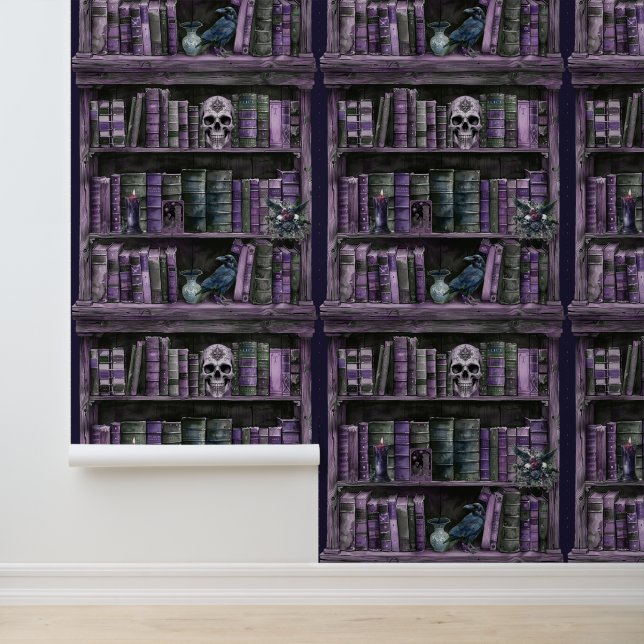 Lila Hexerei-Bibliothek Tapete (Anwendung)