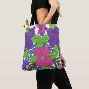 Lila Hibiskus-Blumenstrauß-Taschen-Tasche