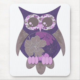 Lila Hibiskus-Eule Mousepad