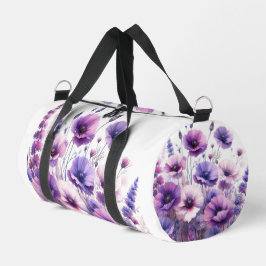 Lila Hibiskus Floral auf der White Duffel Tasche